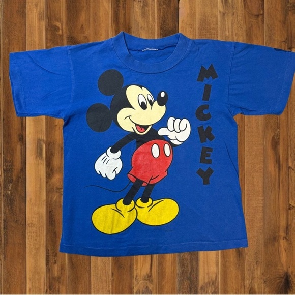 Disney Other - Vintage Mickey Mouse Blue Graphic T-Shirt – Kids (Approx Size 8–10)
